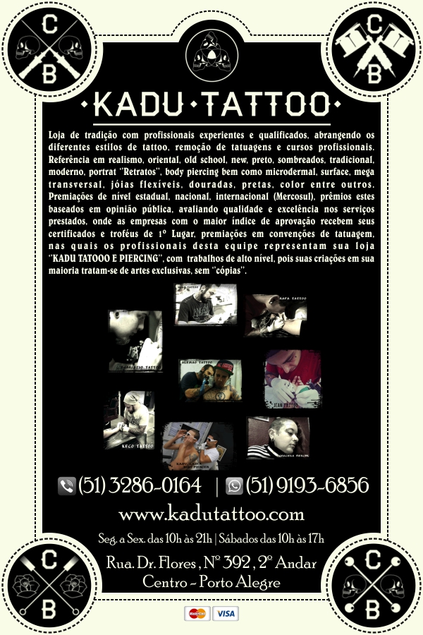Tatuagens e Piercings no Centro de Porto Alegre, venda e colocao e piercings, remoo de tattoo, tatuadores